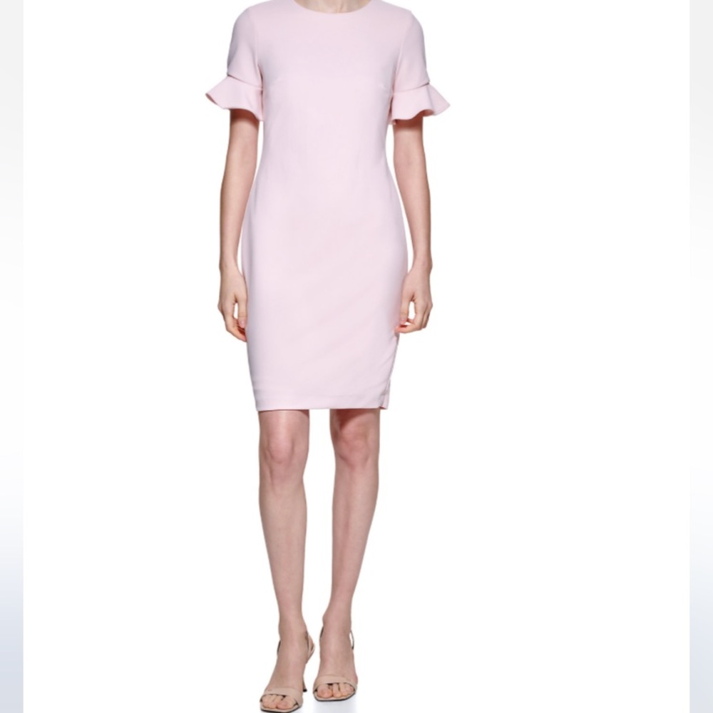 NWT Calvin Klein flutter sleeve pale pink dress